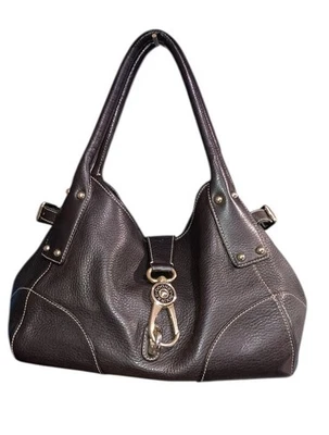 Bolsa de ombro Dooney & Bourke vintage couro marrom hobo hardware tom dourado - Imagem 1 de 4