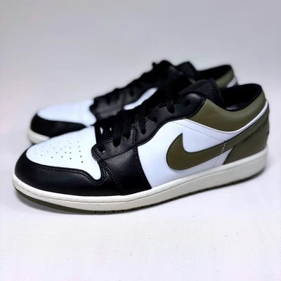 Nike Air Jordan 1 Low SE Olive Toe Black White Green Men's Size 12 553558-092 - Image 1 of 4
