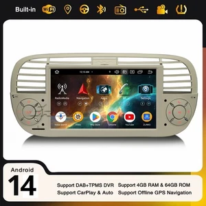 Android 14 DAB+ Autoradio Fiat 500 Navi CarPlay Wifi 4G USB 8-Cœurs DSP 4Go+64Go - Imagen 1 de 24
