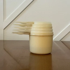 Vintage Tupperware Messbecher Stapelbecher komplett 5er Set mandel beige - Bild 1 von 10