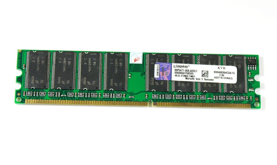 Kingston PC3200 (DDR-400) 1GB DIMM 400 MHz PC-3200 DDR  Memory used - Image 1 of 1