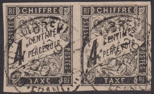 Colonies générales: Taxe n°4 oblitéré LIBREVILLE/CONGO en paire ! - Picture 1 of 2