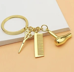 Peluquería Peluquería Estilista Secador de Pelo Tijeras Peine Llavero Regalo Accesorio Bolsa - Imagen 1 de 5