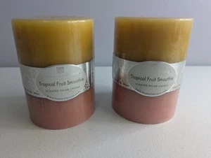 2 Home Interiors Duft Stumpenkerzen tropische Früchte Smoothie #11454 Vintage - Bild 1 von 13
