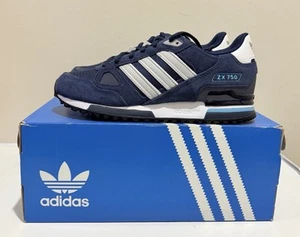 Adidas Originals ZX 750 Navy Blue White Shoes Sneakers Mens Size US 6.5 ✅ - Picture 1 of 8