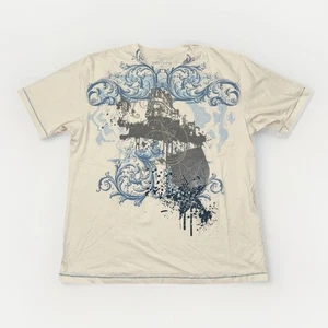 Vintage Y2K Graphic Tee XL White Blue Gothic Grunge Streetwear 22x29 Malibu - Picture 1 of 9