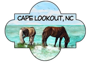 Decal Vinyl Sticker Cape Lookout -  Horses Scene Made in USA - Picture 1 of 1