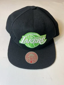 NBA Los Angeles Lakers Mitchell & Ness Original Fit Snapback Hat, Black & Green - Picture 1 of 7