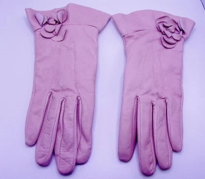 De colección Preston & York Rosa Flor Cuero Med. Guantes para adultos forro poliéster C8 Foto 1 de 2