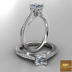 Anillo de compromiso estilo enrejado con bisel de canal de diamantes princesa GIA F VVS2 1,01 quilates - Imagen 1 de 4