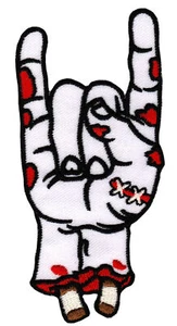 bc68★Zombie Rock N Roll Hand Weiß Gestickt Aufnäher Bügelbild Patch 5 x 10,5 cm - Bild 1 von 1