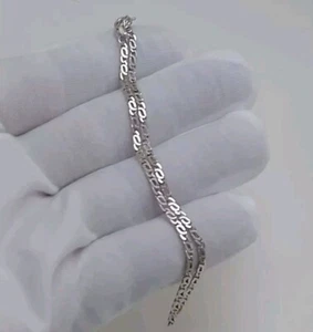 Snail Link Sterling Silver Bracelet Chain Mexico .925 Pulsera De Plata 9" - Picture 1 of 7
