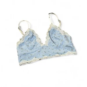 Light blue floral lace bralette with white lace trim bralette from forever 21 - Picture 1 of 5