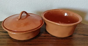 Rachael Ray Stoneware 3 Qt & 2 Qt Round Orange Casserole Baking Dishes With Lid - Picture 1 of 15