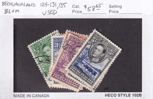MATT'S STAMPS SCOTT BECHUANALAND PROTECTORATE MIXTURE, #124-131, #135 USED CV$58 - Picture 1 of 3