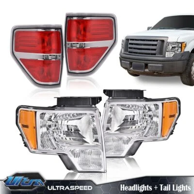 Fit For 09-14 Ford F150 Pickup Chrom Headlights+tail Lights Brake Lamps - Image 1 of 4