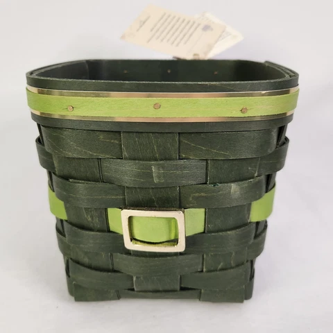 Longaberger Leprechaun Tall Tissue Green Gold Basket SOLD 2/22/12 ONLY NEW Cover