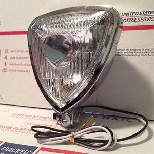 Chrome 5" Triangle Headlamp Headlight for Custom Harley - Picture 1 of 7