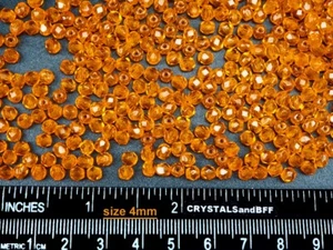 600 Preciosa Czech Glass Fire Polished Round Beads 4mm Sun, orange faceted - Picture 1 of 5
