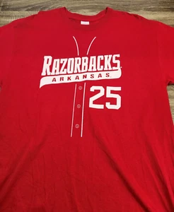 Arkansas Razorbacks Baseball #25 Evan Lee T-Shirt Jersey Men's Size XL Red NCAA - Picture 1 of 6