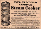 1879 Dr Hale's Champion Steam Cooker for Stove Range or Furnace BOSTON MA