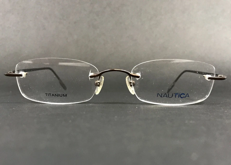 Monturas de gafas Nautica N7811 006 titanio marrón rectángulo sin montura 51-19-140 Foto 1 de 4