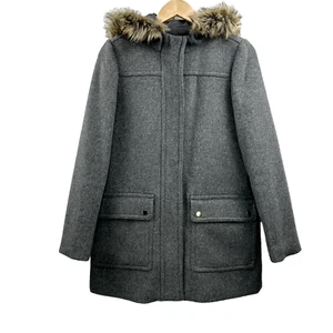 J Crew Mercantile Damen 4 Wollmischung Vail Parka Mantel meliert grau Kunstfell - Bild 1 von 23