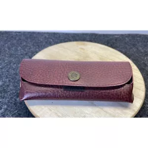 Vintage Burgundy Leather Eyeglass Case with Gold Emblem - Picture 1 of 4