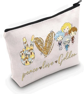 Funny Golden Cosmetic Bag Golden TV Show Fans Gift Peace Love Golden Makeup Zipp - Picture 1 of 4
