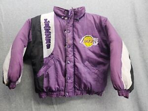 Vintage Lakers "Jumpball Club" Black /Purple/Yellow Boy's Coat Size 8 Distressed