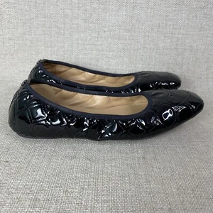 NYDJ Ballet Flats Womens 7.5 Black Patent Faux Leather Quilted Shoes Slip On - Picture 1 of 6