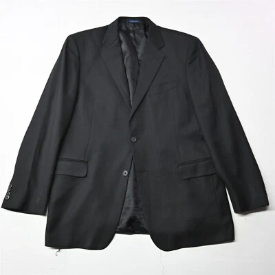 Joseph Abboud 44L Black Loro Piana Super 120s Wool Suit Blazer Sport Coat Jacket - Image 1 of 4