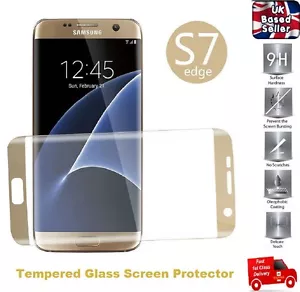 100% GENUINE 3D Curved Tempered Glass Screen Protector for Samsung S7 Edge GOLD - Picture 1 of 8