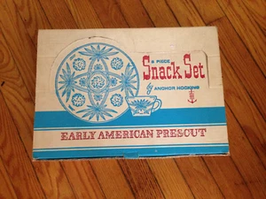 Vintage Anchor Hocking Early American Prescut/EAPC 8-teiliges Snack-Set, OVP - Bild 1 von 3