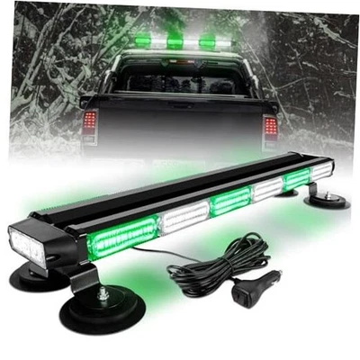  26inch 126 LED Rooftop Emergency Strobe Lights Bar Double Side Green/White - Image 1 of 4