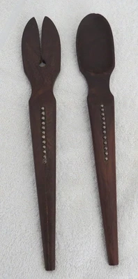 JUEGO DE ENSALADA MUY GRANDE WILLIAM SPRATLING TENEDOR Y CUCHARA PALO DE ROSA Y ESTERLINA Foto 1 de 4