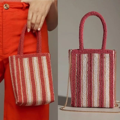 Anthropologie $98 Beaded Mini Tote Purse Bag - Image 1 of 4