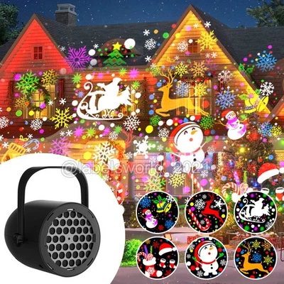 Proyector de Navidad Lámpara Móvil de Navidad LED Copo de Nieve Muñeco de Nieve Alce Luz Láser Decoración Foto 1 de 4