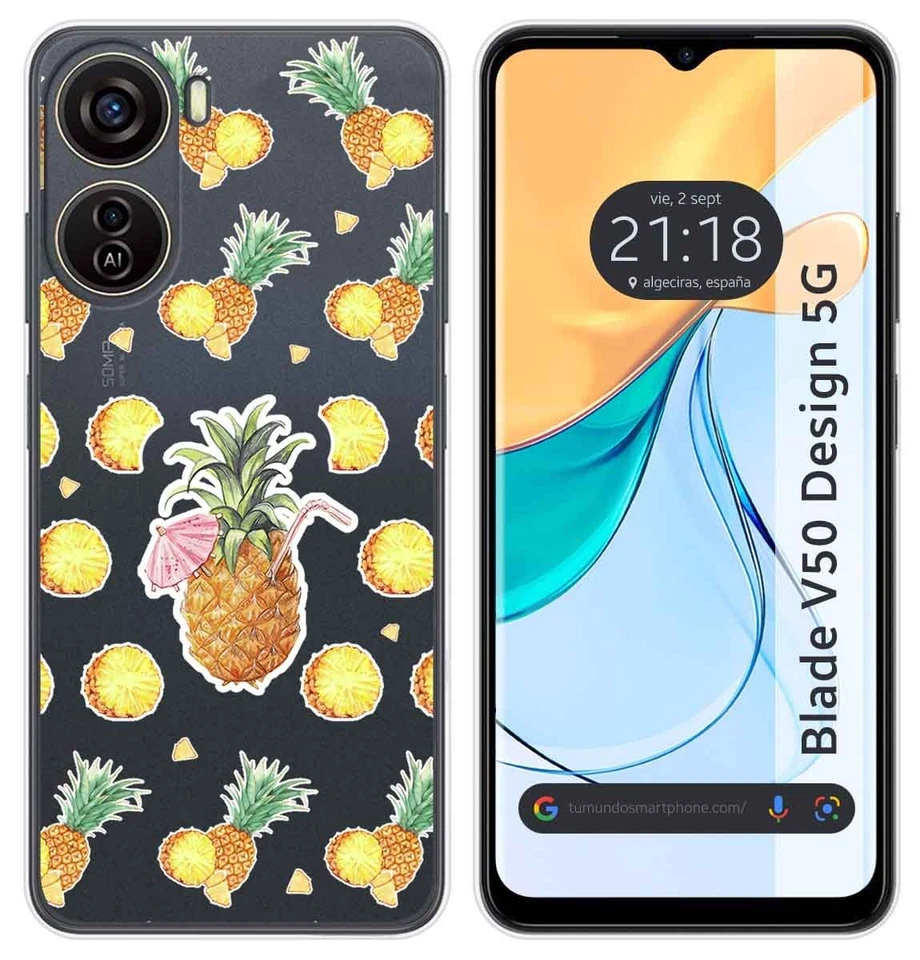 Cover Silicone Trasparente per ZTE Blade V50 Design 5g Disegno Ananas Disegni - Immagine 1 di 1