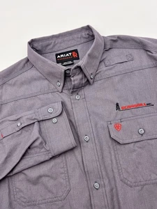Ariat FR Shirt Mens 2XL Gray Flame Resistant Workwear Button Up Long Sleeve - Picture 1 of 16