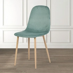 Set of 4 Velvet Dining Chairs Armless Chair Aqua - Picture 1 of 4