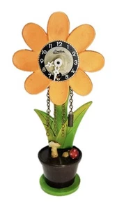 Vintage Linden Flower Clock West Germany Orange Pot Broken Parts Missing Chain - Bild 1 von 15