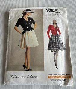 Vogue Pattern 2049 Uncut Oscar De La Renta American Designer Size 12 14 16 Dress - Picture 1 of 5