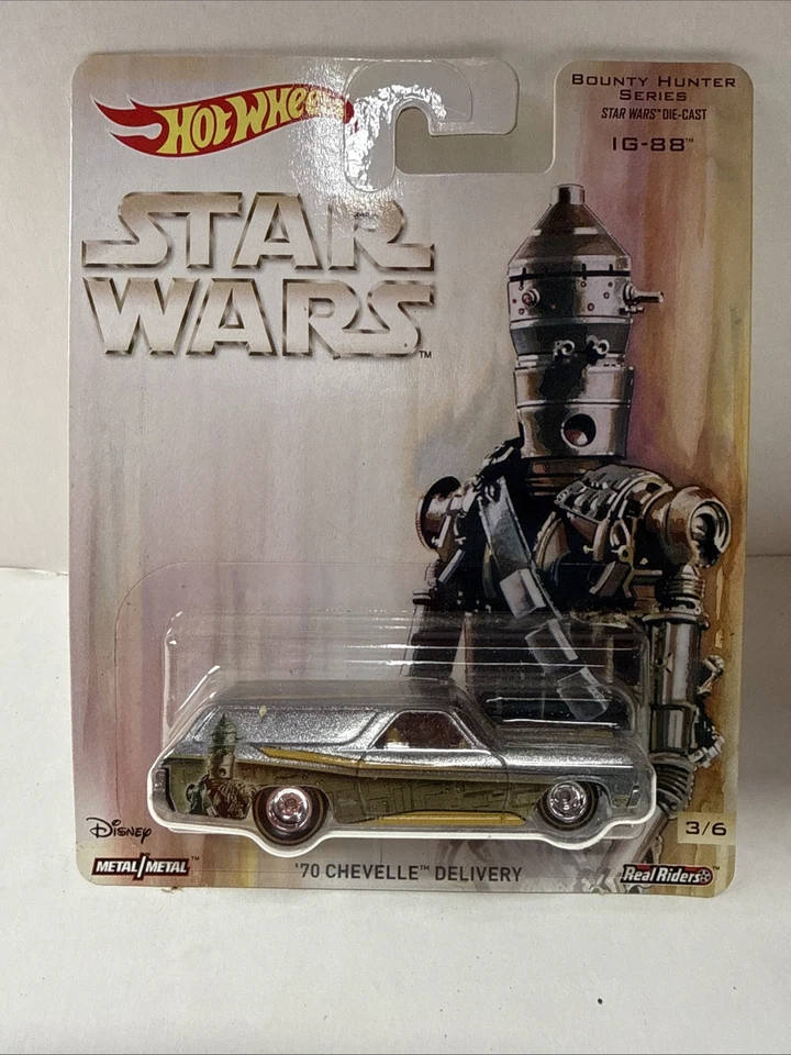 2017 Hot Wheels Star Wars IG-88 Chevelle '70 Delivery 3/6 Die Cast Real Riders - Image 1 of 1