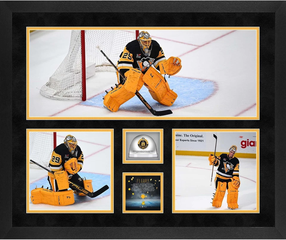 Marc-Andre Fleury Penguins Framed Return 20x24 3-Photo Collage w/GU Ice - LE 250 - Image 1 of 1