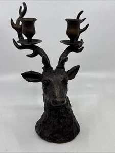 Dept 56 Metal Candle Holder Deer Stag Brown - Picture 1 of 8
