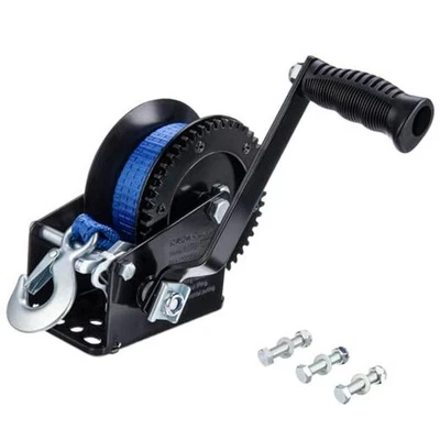 Cabrestante de remolque de barco de alta resistencia de 1600 lb con correa de 19,69 ft, 2 vías 1600 lb azul Foto 1 de 4