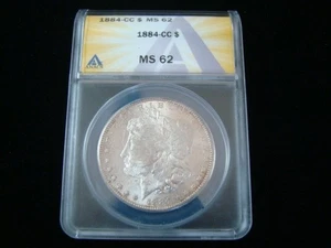 Dólar de plata Morgan 1884-CC clasificación ANACS MS62 #7124063 - Imagen 1 de 4
