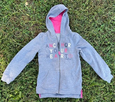 Nautica Girl's Size 8-10 Full Zip Hoodie Sweatshirt Front Pockets Grey - Image 1 of 4