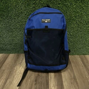 VTG POLO SPORT RALPH LAUREN BLUE BACKPACK TRAVEL BOOK BAG BLACK MESH LINING - Picture 1 of 4